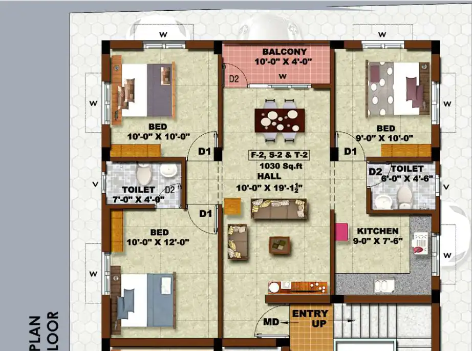 Luxury 3 BHK Flats at Nanmangalam floor plan