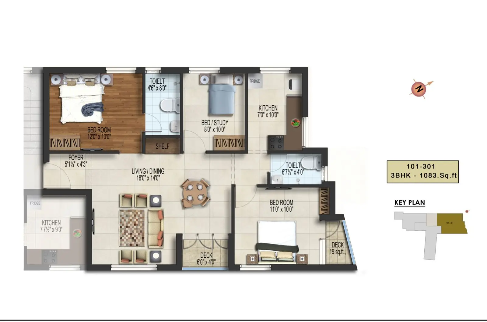 Alandur Flat floor plan